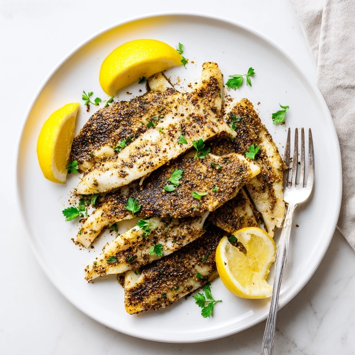 Middle Eastern Zaatar Roasted Cod recipe: view flaky white fish seasoned with flavorful zaatar.