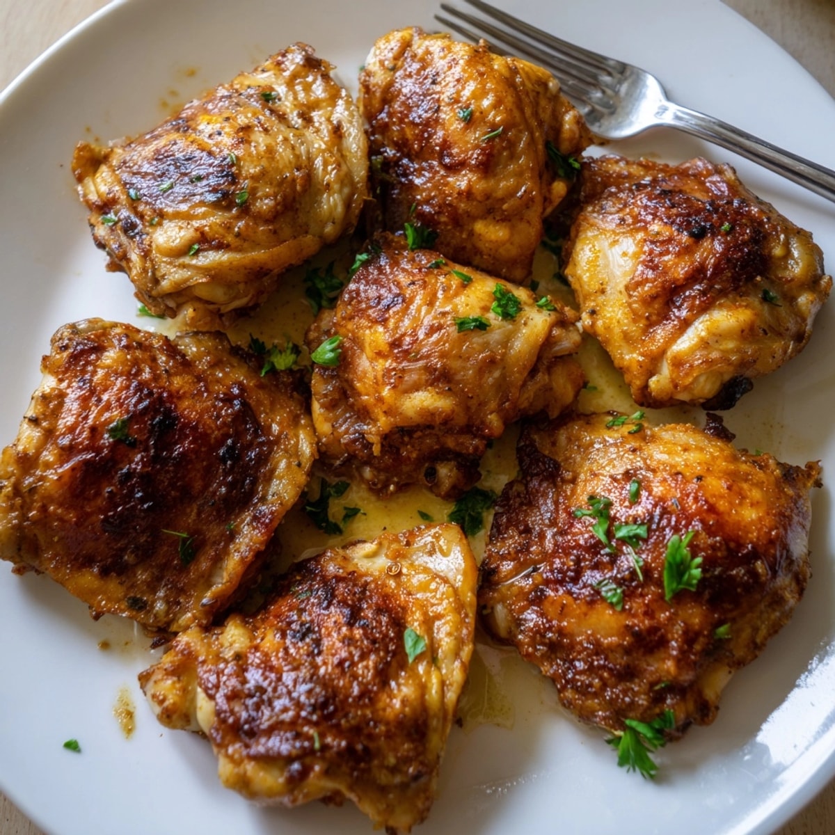 Crispy skin and juicy meat: Batch-Cooked Chicken Thighs seasoned perfectly for easy dinners.