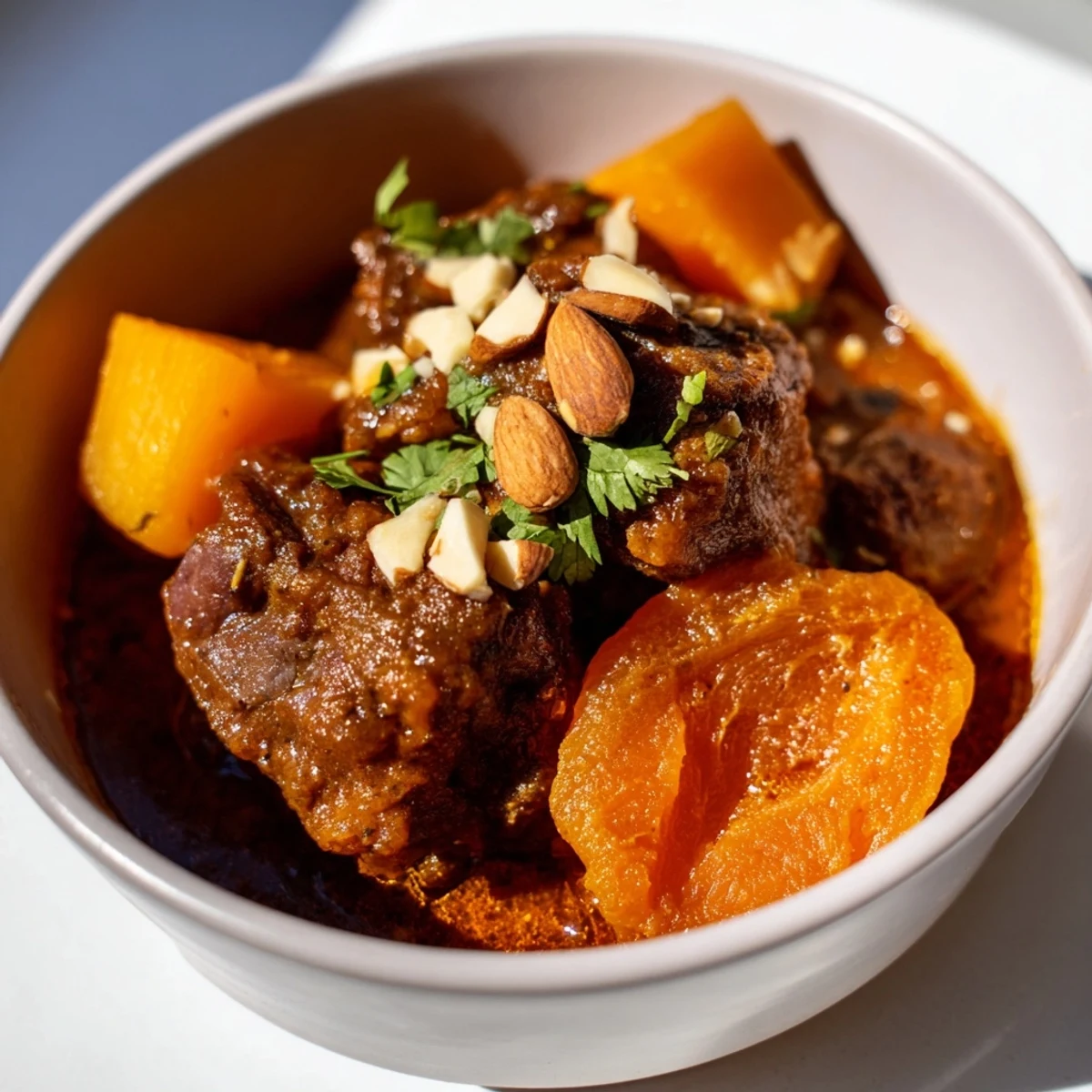 Rich, aromatic spices and melted dried fruits give this comforting moroccan lamb tagine a deeply savory, sweet, and tangy finish.