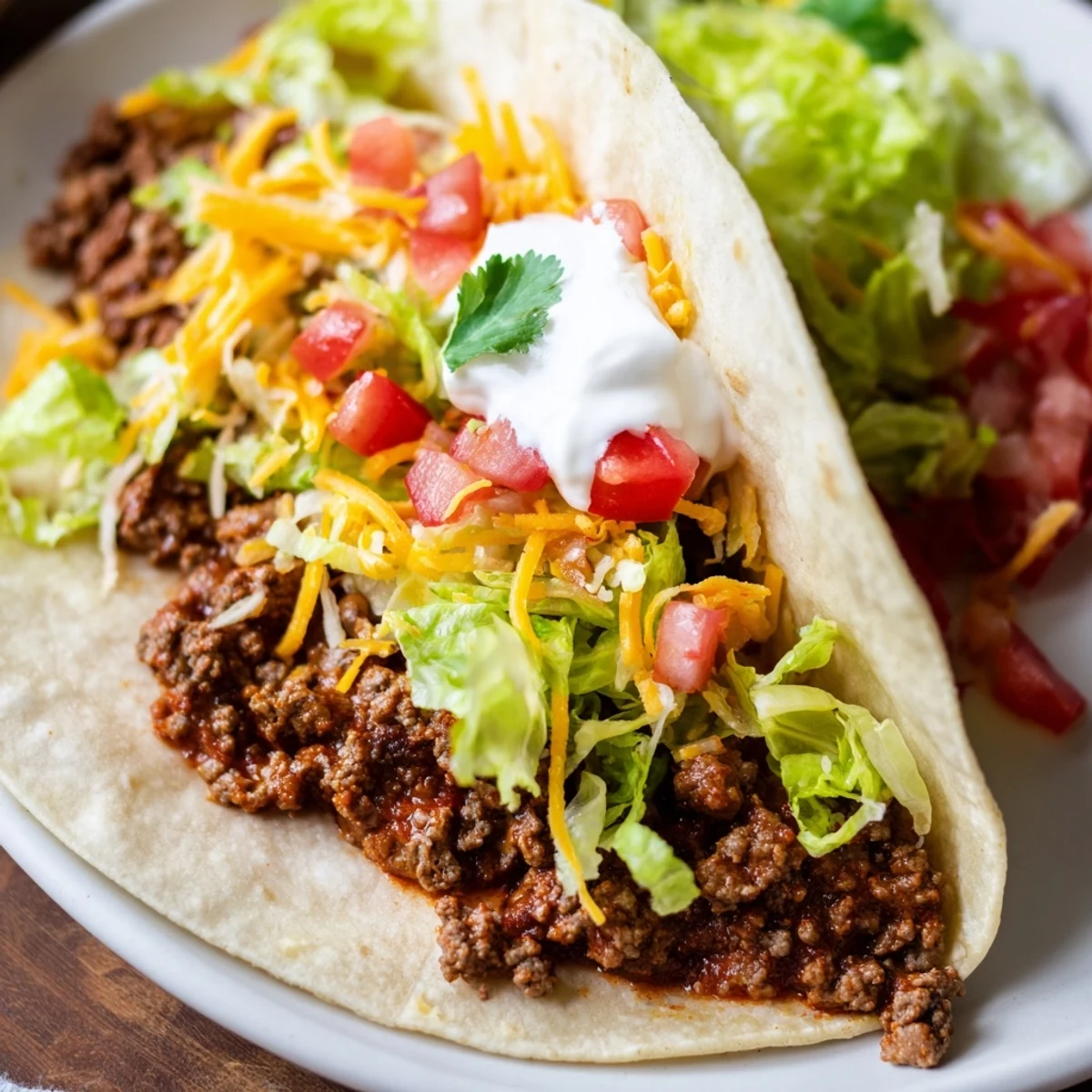 Sizzling ground beef for Beef Tacos with Homemade Seasoning simmers in a skillet, ready for warm flour tortillas.