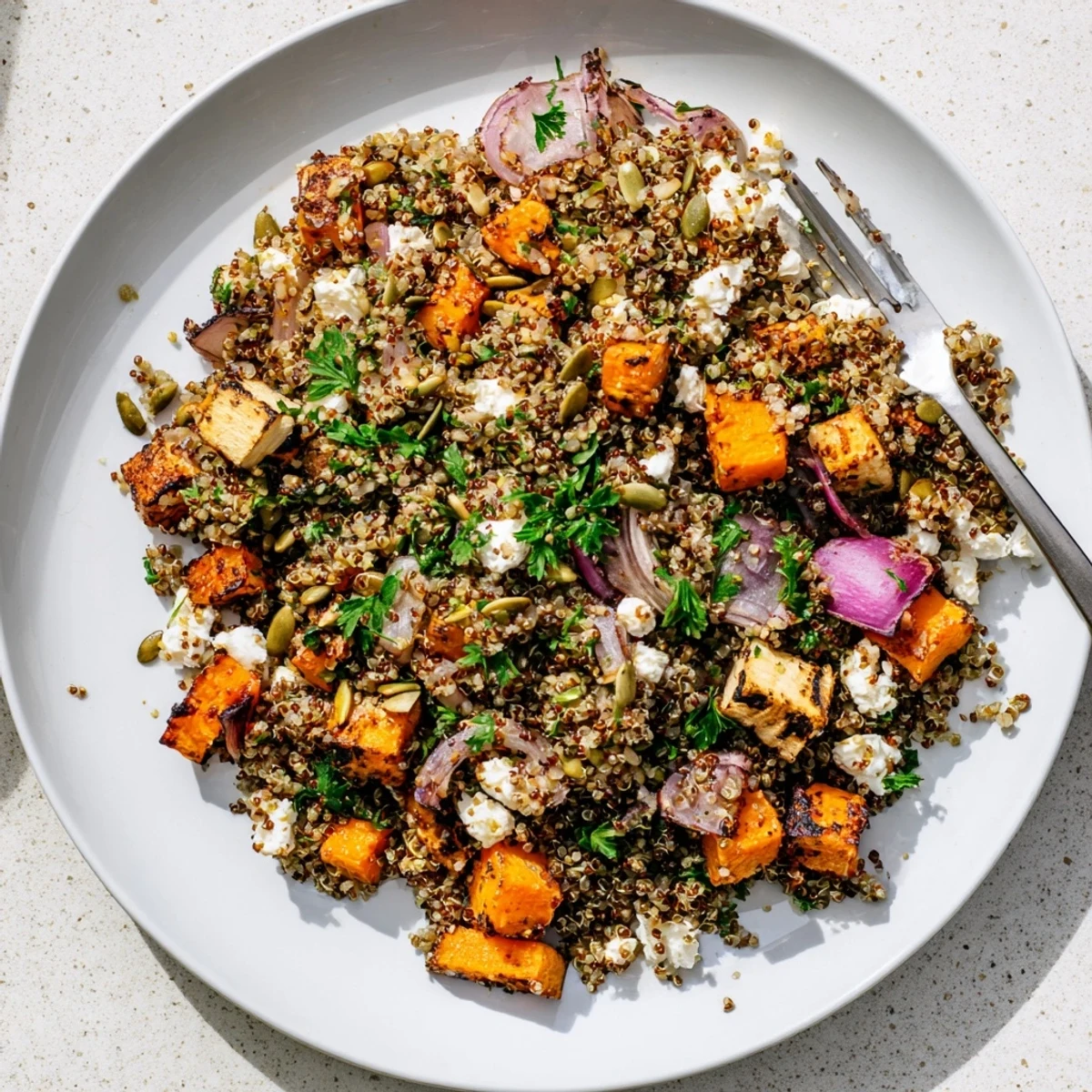 Hearty and colorful, this Warm Quinoa Salad with Roasted Root Vegetables is perfect for a cozy lunch or dinner side.