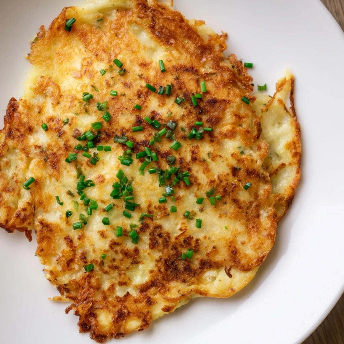 Close-up of Irish Boxty Potato Pancakes showcasing a crispy, golden edge and a tender, fluffy potato interior.