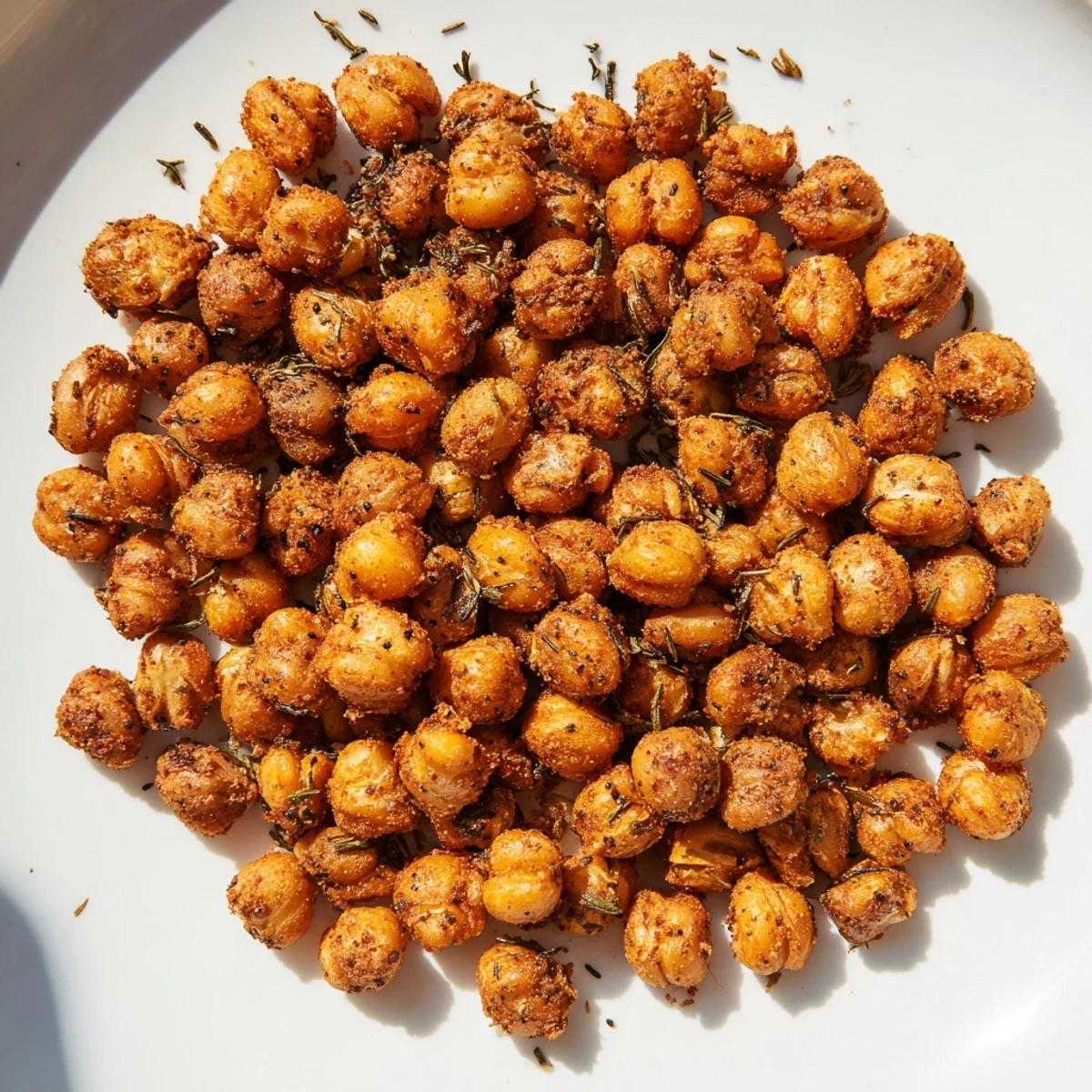 Crispy Cajun Spiced Roasted Chickpeas on a wooden board, serving as a vegan appetizer with a side of spicy dipping sauce.