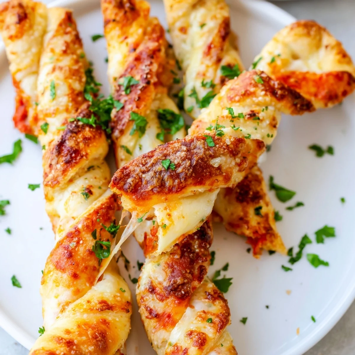 Twisted pizza dough filled with savory sauce and cheese, air-fried to a perfect golden crunch, ideal as an easy party appetizer or snack.