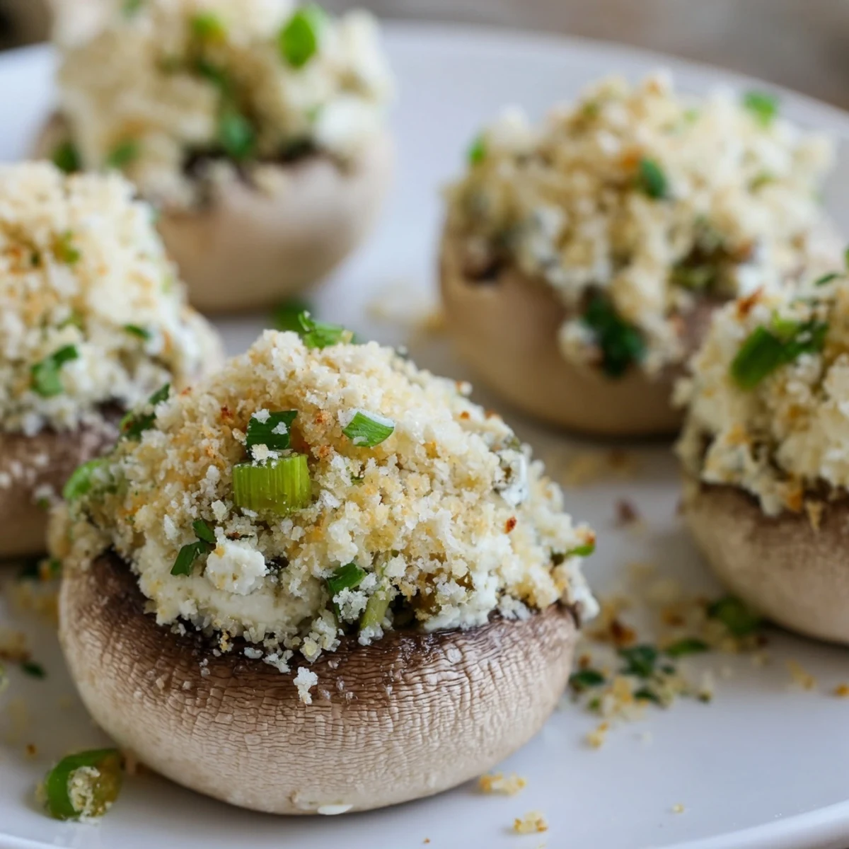 Savory Mozzarella Popper Stuffed Mushrooms served warm with a side of ranch dipping sauce.