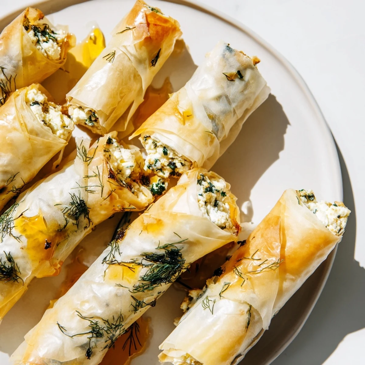 Each crispy Oven Fried Feta Rolls With Chili Honey is drizzled with warm honey and chili flakes for a bold finish.