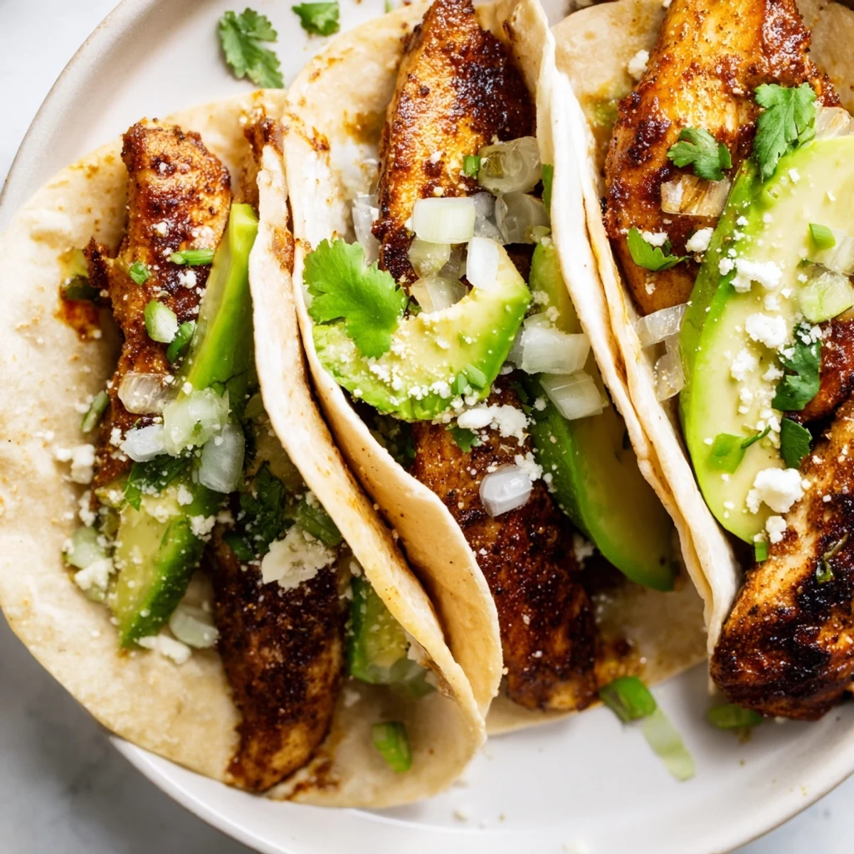 Juicy marinated chicken thighs fill these Chicken Street Tacos with lime, avocado, and cotija cheese.