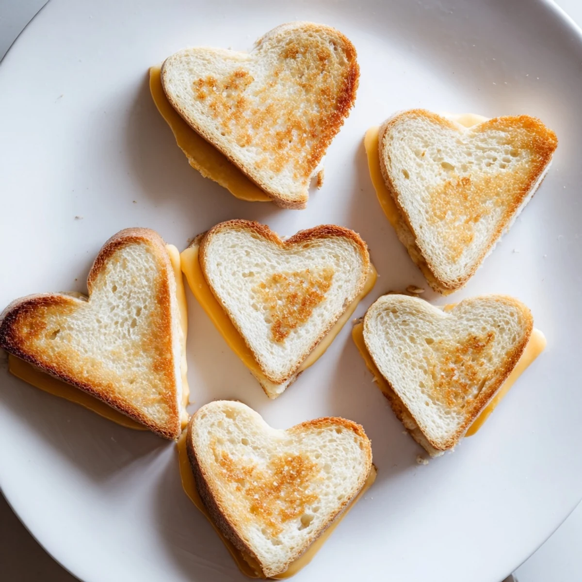 A platter of bite-sized grilled cheese hearts perfect for a romantic Valentine’s Day party.