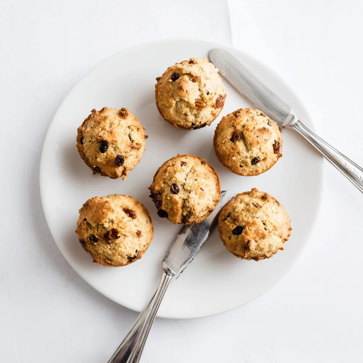 Twelve warm Irish Soda Bread Muffins with crispy golden tops sit on a wire cooling rack.