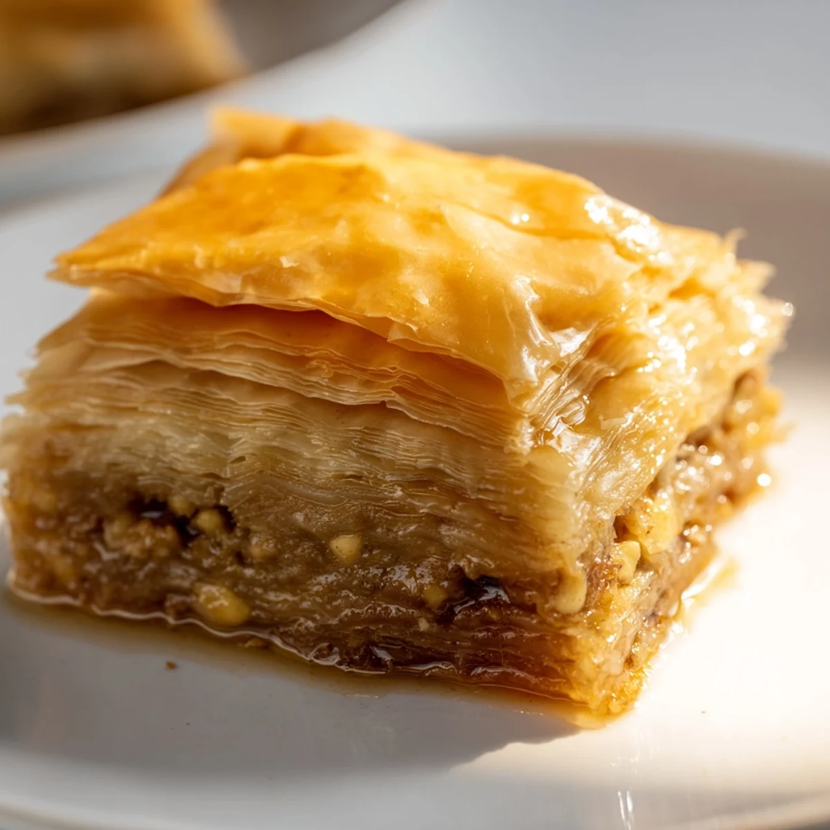 Freshly baked Greek Baklava pieces served on a plate, ready to be enjoyed with coffee.
