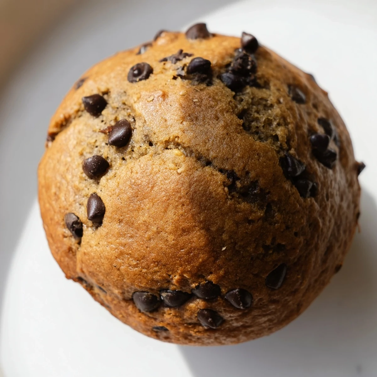 Upright French Roast Coffee Muffins with Mochi Flour sit on a marble surface, highlighting a moist, chewy texture and deep aroma.