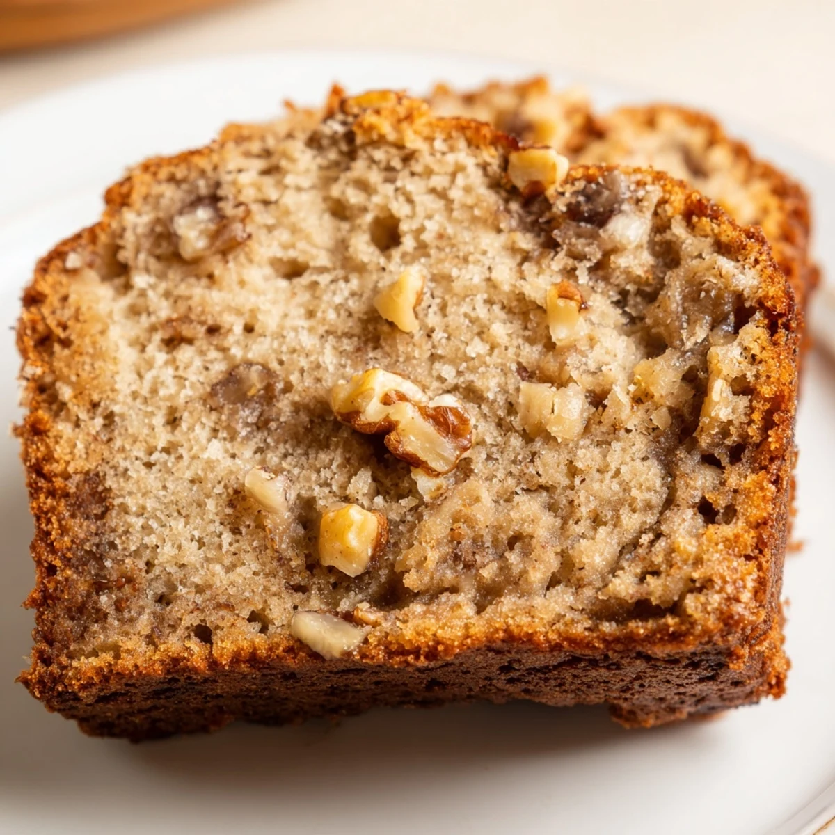 Freshly baked ultimate banana nut bread loaf with crunchy walnut topping, ready for breakfast slicing