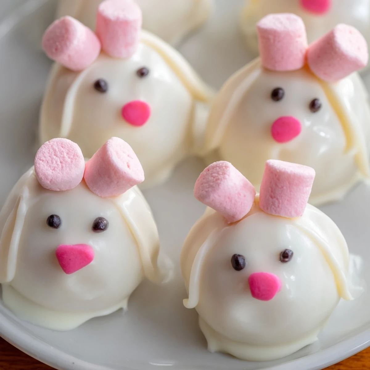 Creamy Oreo truffles shaped into adorable bunny heads topped with candy melts and sprinkles