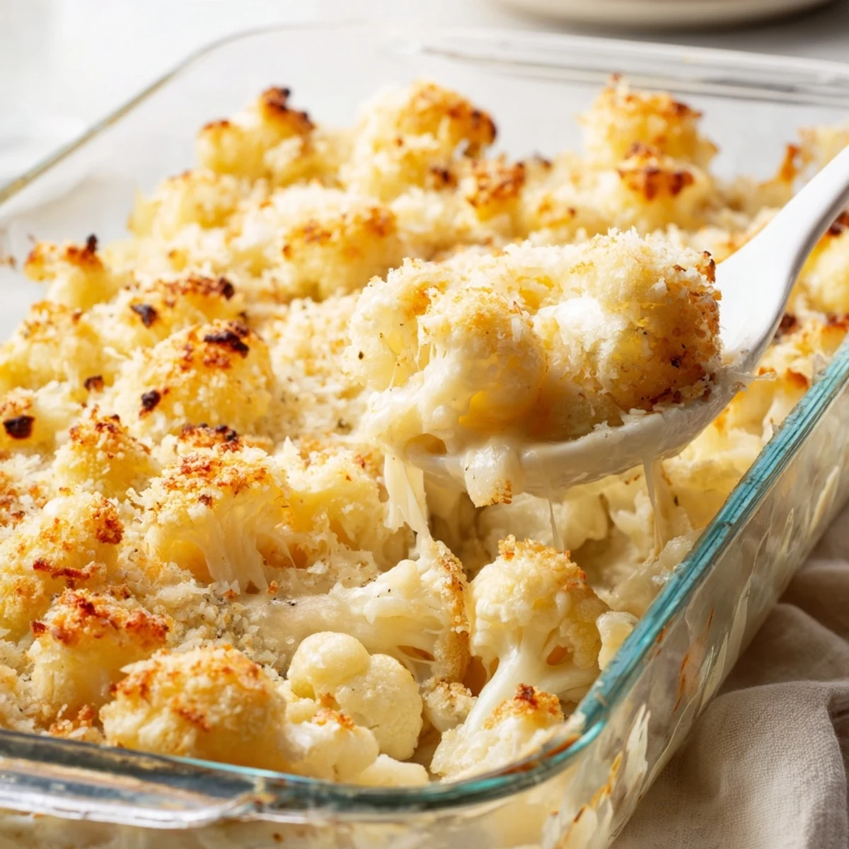 Creamy cheese sauce coats tender cauliflower florets in this comforting vegetarian casserole