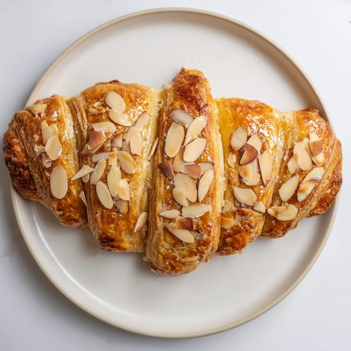 Golden almond bear claw pastry with flaky puff pastry layers and sweet almond filling