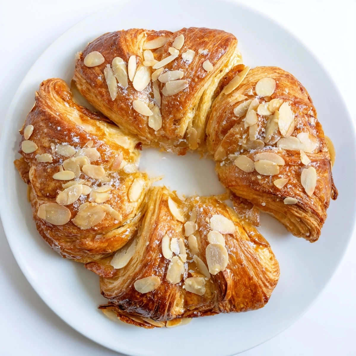 Freshly baked almond bear claw featuring crunchy almond paste filling and golden puff pastry