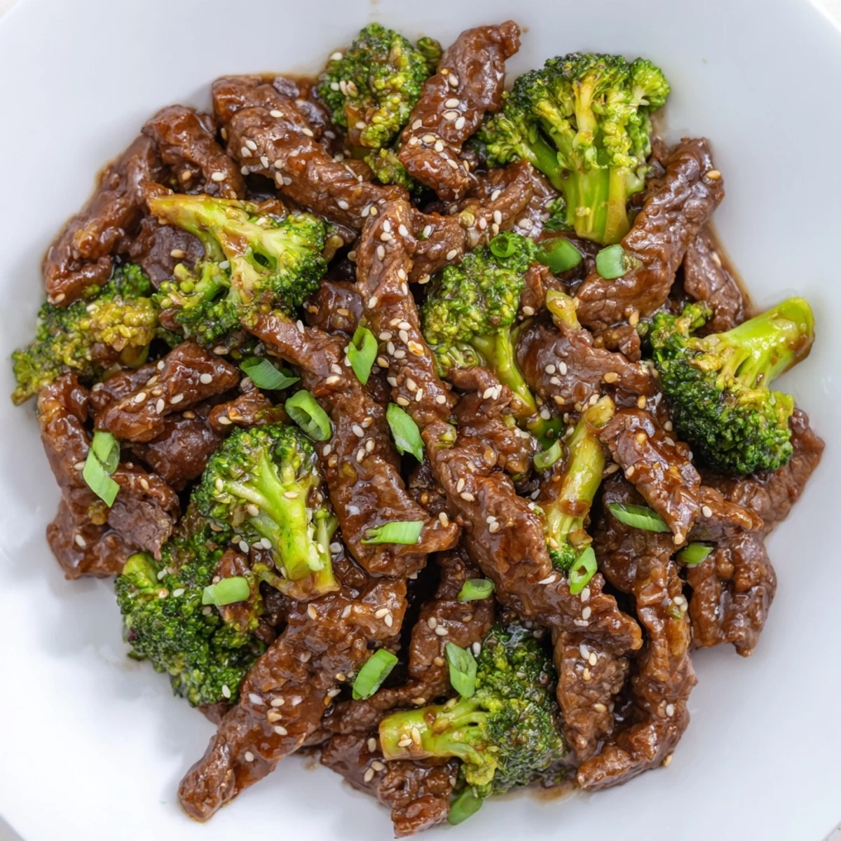 Succulent beef slices and tender-crisp broccoli flolets served over rice with sesame seed garnish