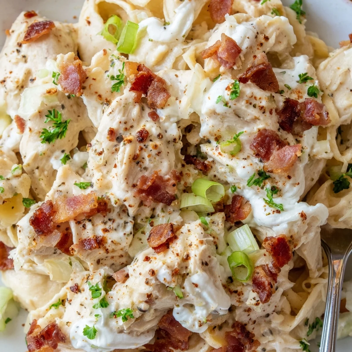 Creamy slow-cooked Million Dollar Chicken breasts smothered in melted mozzarella and Parmesan cheese sauce