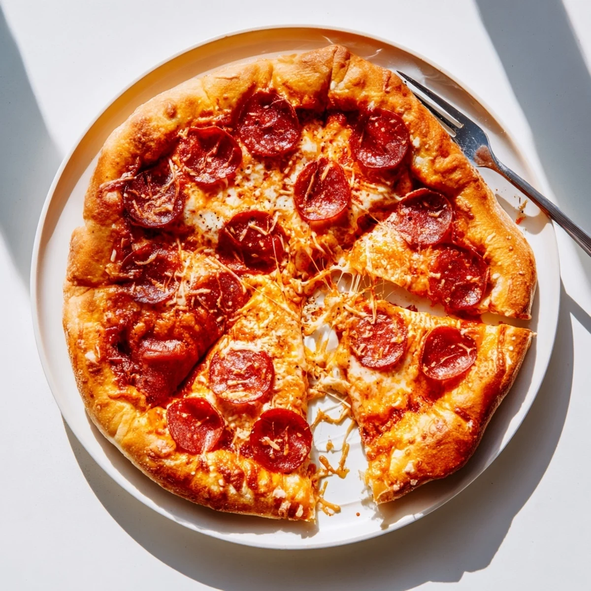 Homemade Pizza Hut pan pizza with crispy edges and soft chewy interior