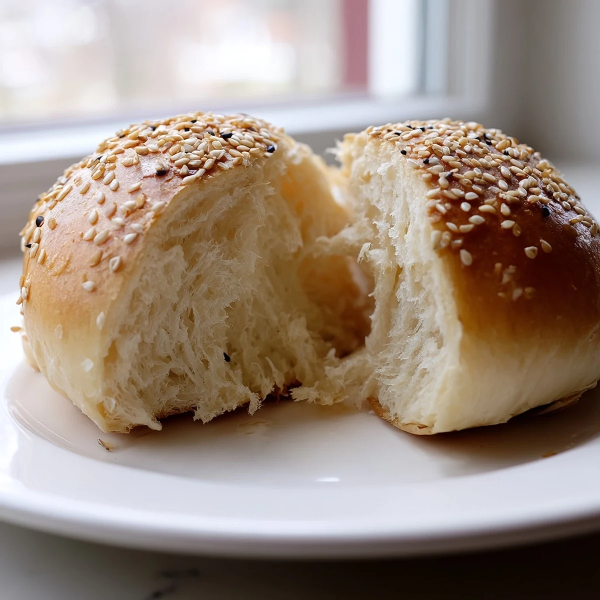 Soft homemade sourdough discard hot dog buns arranged on a wooden board for summer cookouts