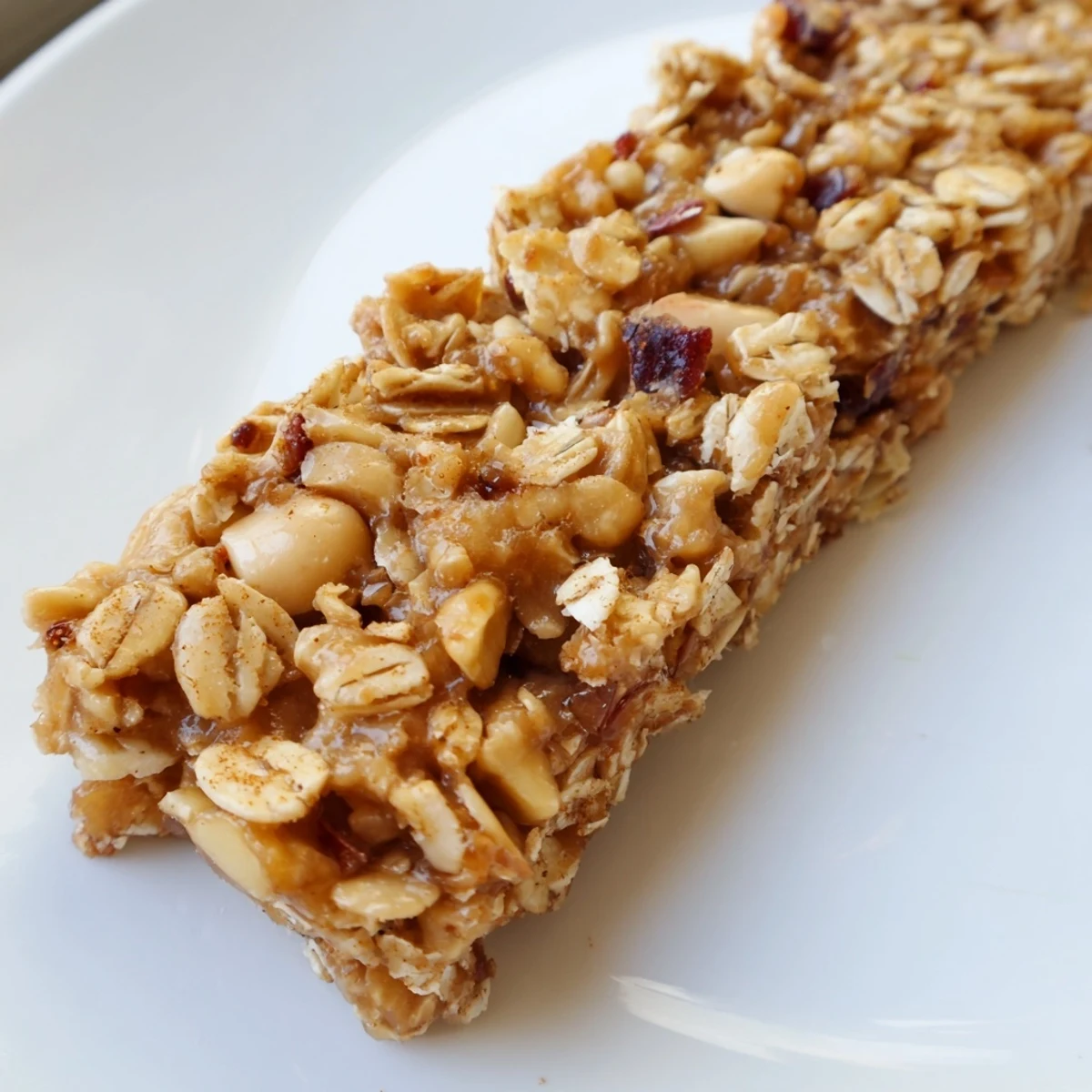 Golden No Bake Apple Peanut Butter Granola Bars flecked with cinnamon wrapped casually in a linen napkin