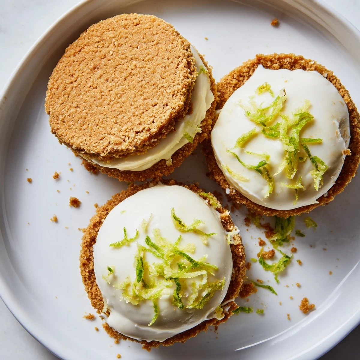 Key Lime Pie Ice Cream Sandwiches with zesty cream and crisp graham cookies  
