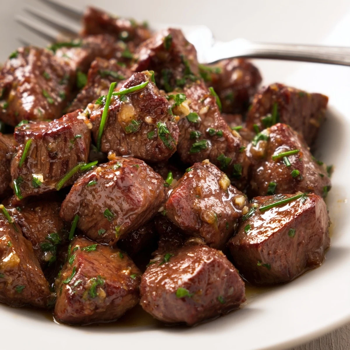Seared Cowboy Butter Steak Bites steaming, browned edges, lemon zest brightness  