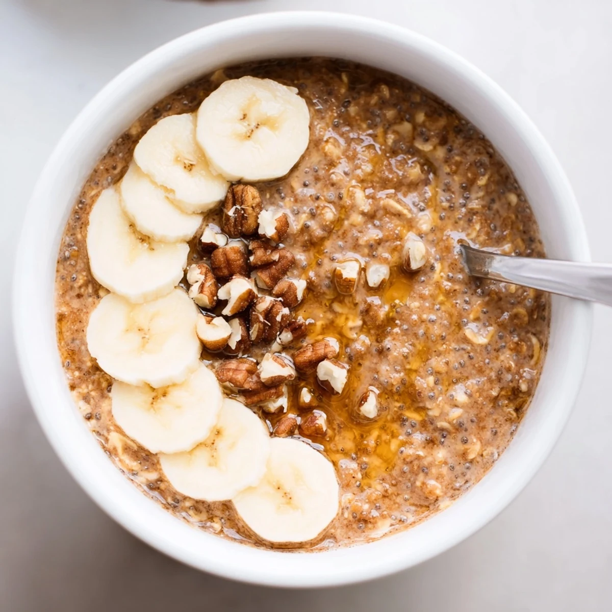 Make-ahead Brown Sugar Coffee Overnight Oats chilling in mason jar, ready