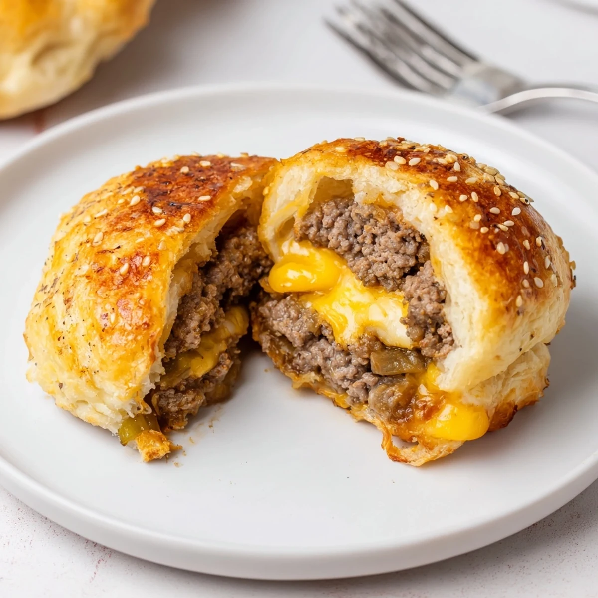 Serving suggestion: Cheesy Cheeseburger Bombs Explosion Recipe with dipping sauces, steam rising.