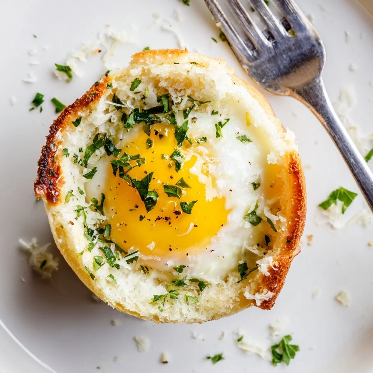 Warm Lazy Garlic Bread Egg Cups nestled in muffin tin, golden edges