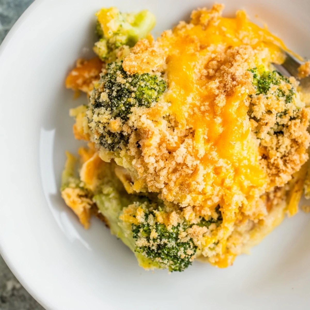 Cheese Bake Broccoli Carrots bubbling golden, creamy cheddar sauce with crunchy breadcrumb topping