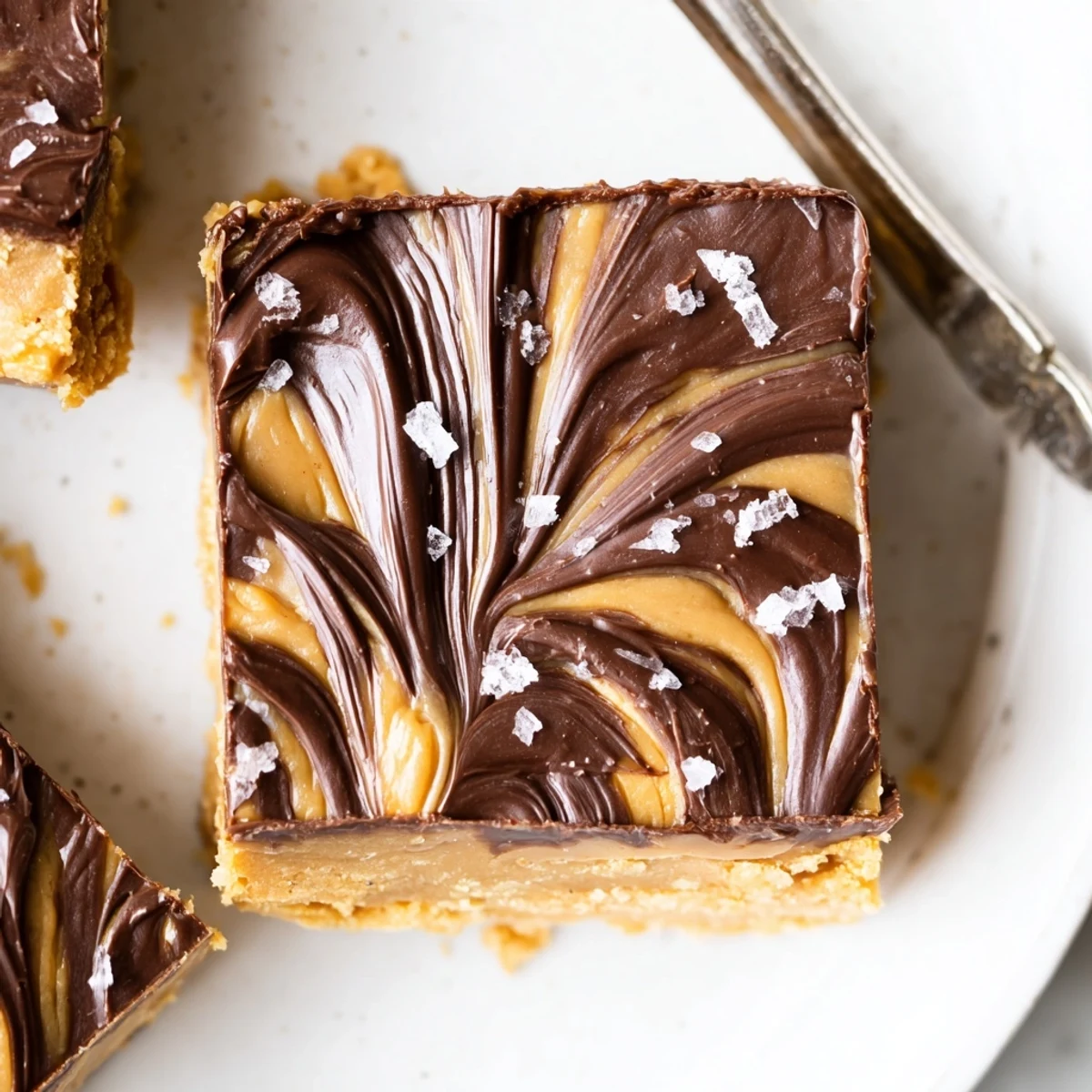 No Bake Peanut Butter Bars chilled, glossy chocolate layer and creamy peanut base