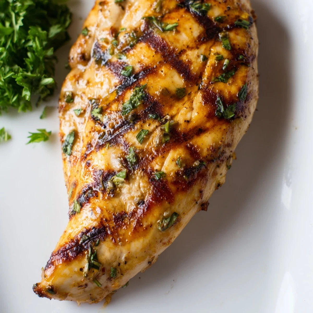 Perfect grilled chicken recipe displaying tender slices with paprika and oregano marinade
