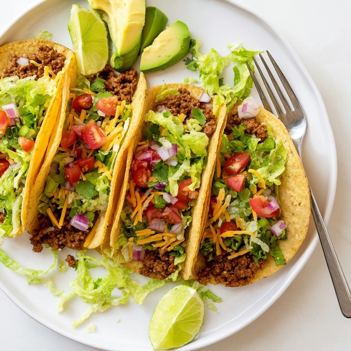 Juicy ground beef tacos loaded with homemade seasoning and fresh pico de gallo topping