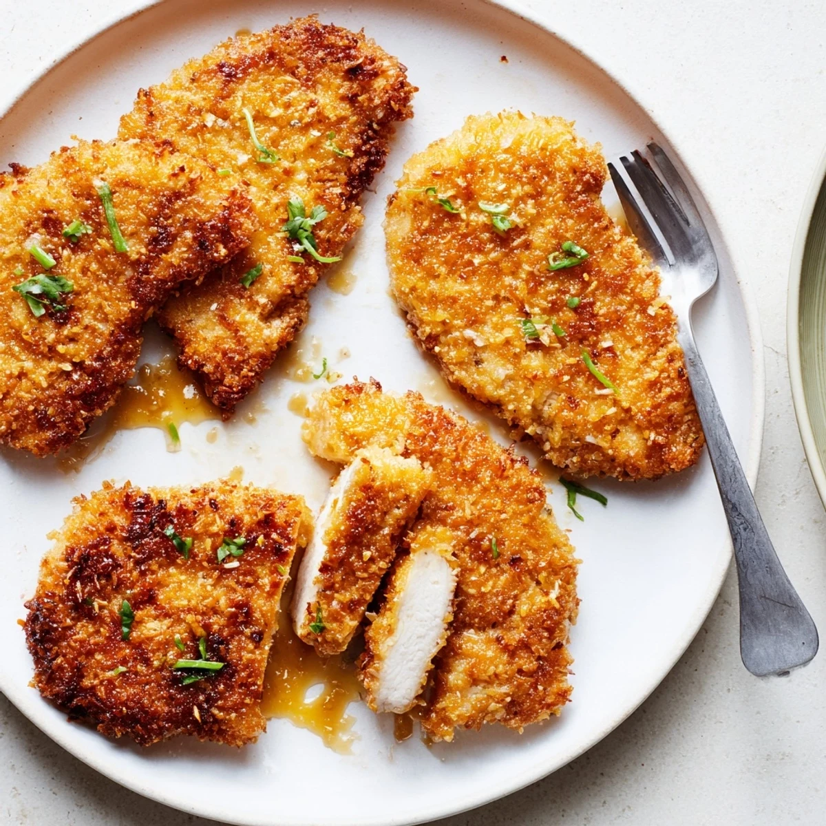 Coconut Chicken With Apricot Sauce drizzled over jasmine rice, lime wedge