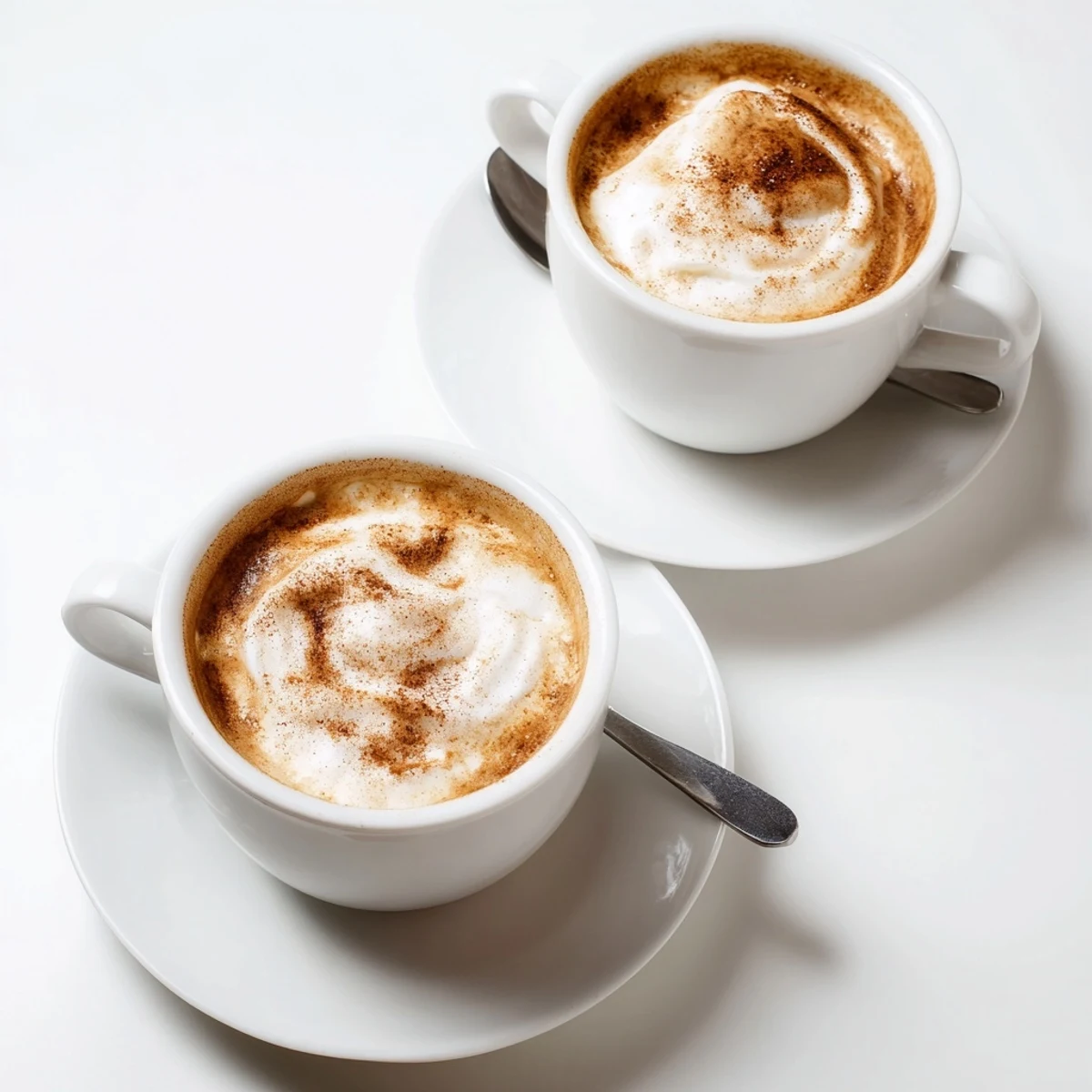Cozy Winter Lattes poured over espresso, spiced froth visible, ideal with gingerbread