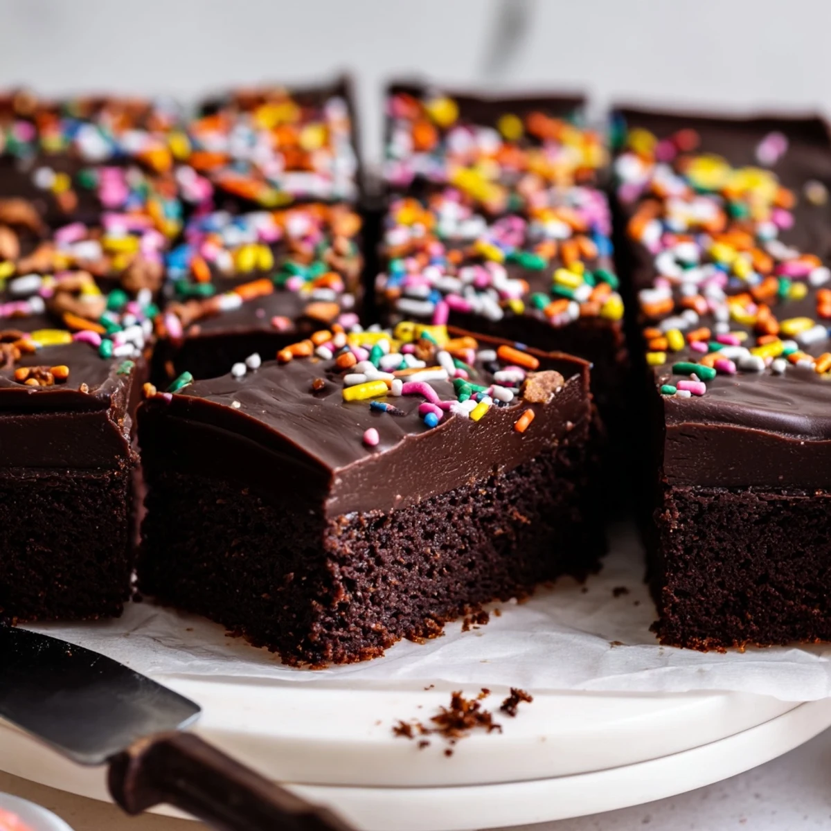Gourmet Cosmic Brownies Bars with glossy ganache and crunchy rainbow sprinkles
