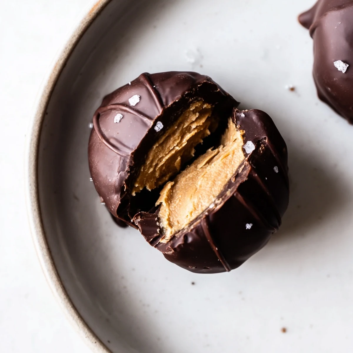 Creamy Frozen Peanut Butter Greek Yogurt Bites Dipped In Dark Chocolate With Sea Salt