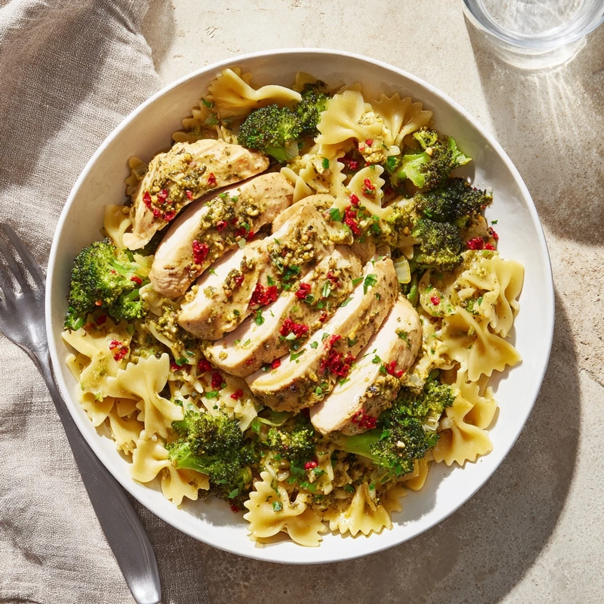Juicy spiced chicken topped with melting herb butter alongside bright lemon pasta and crisp tender broccoli