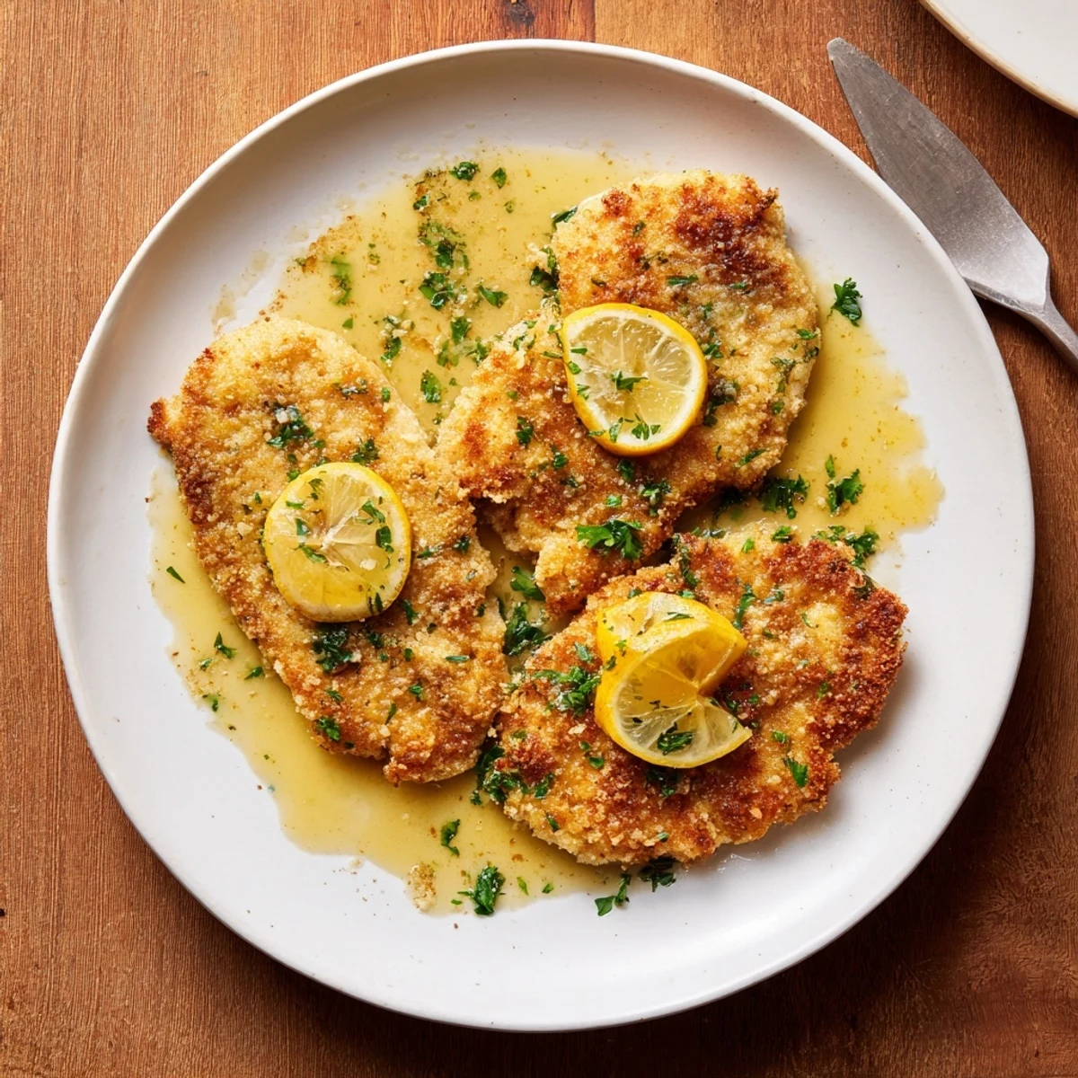 Fork-tender Lemon Chicken Romano topped with bright lemon zest and parsley