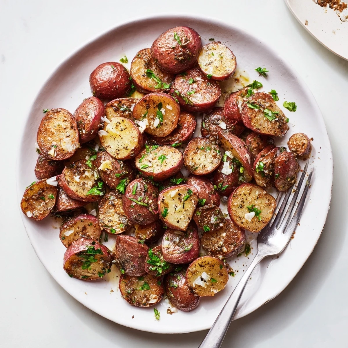 Garlic Roasted Radishes straight from oven, fork-tender, fragrant garlic and thyme  