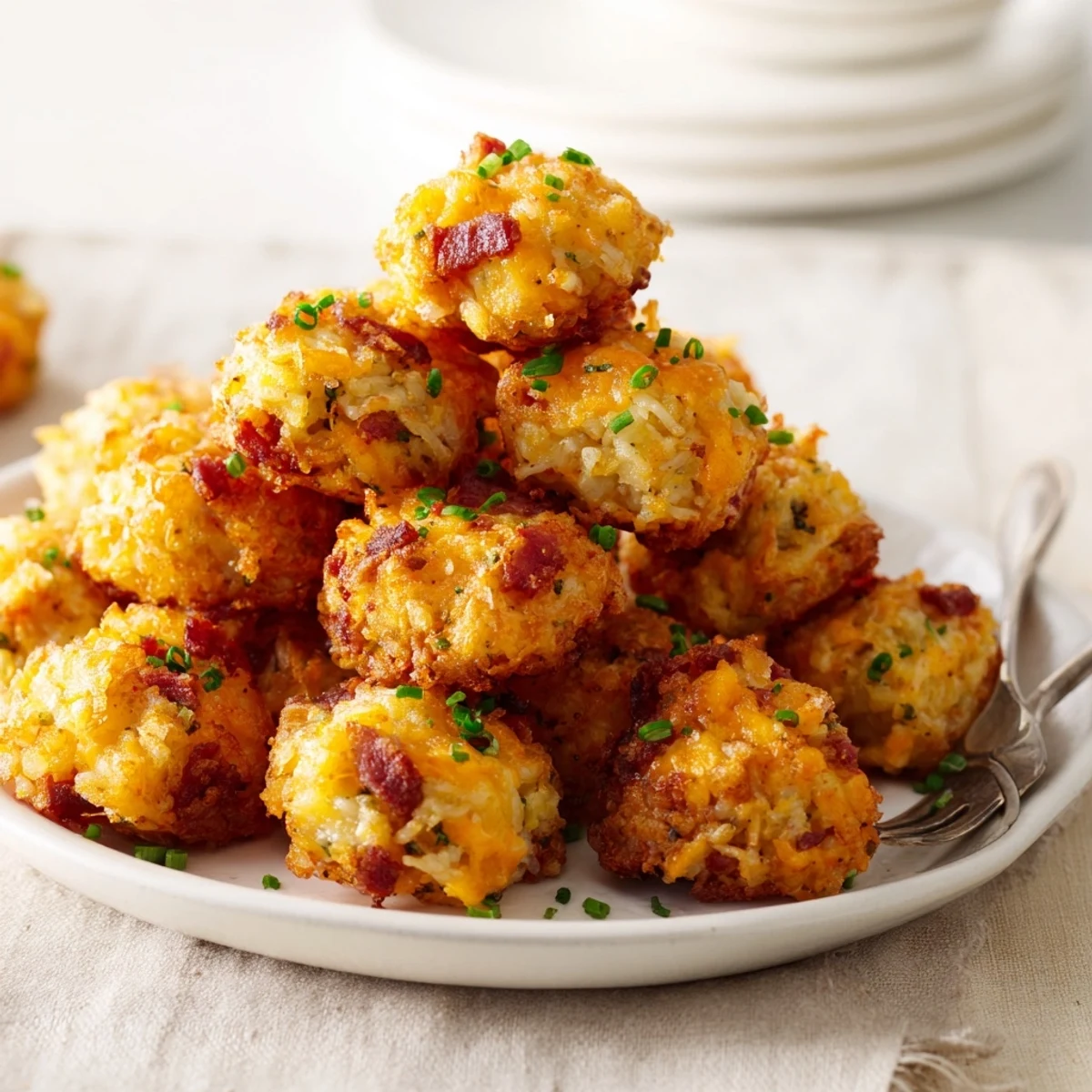 Crispy potato bites filled with melted cheddar and savory bacon topped with fresh chives for a delicious appetizer  