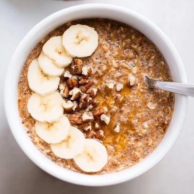Make-ahead Brown Sugar Coffee Overnight Oats chilling in mason jar, ready